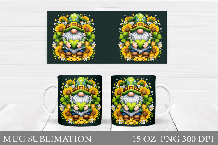 St Patrick Gnome Mug Design. St Patrick Mug Sublimation