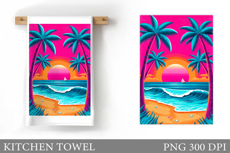 Sea Kitchen Towel Design. Summer Kitchen Towel Sublimation