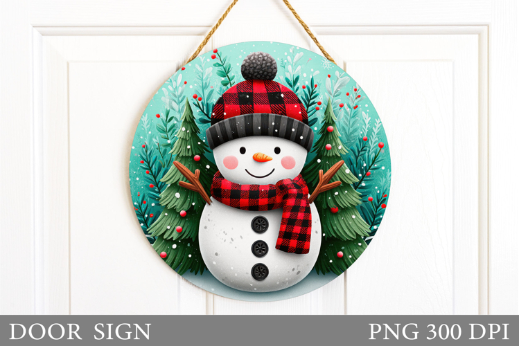 Cute Snowman Door Sign Design. Christmas Sublimation
