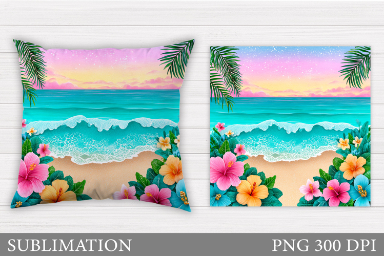 Sea Pillow Sublimation. Beach Pillow Design