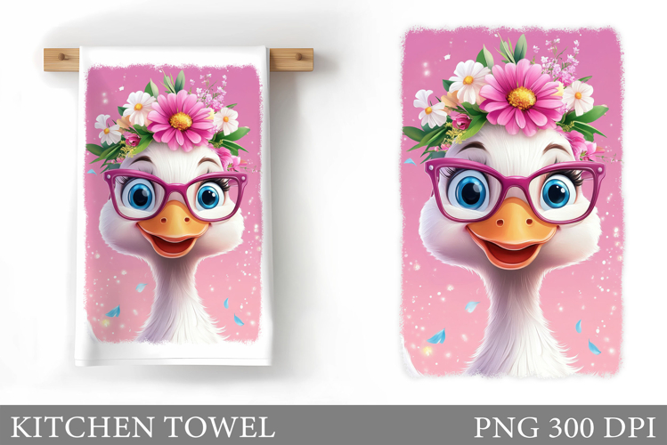 Cute Goose Kitchen Towel Design. Goose Flowers Kitchen Towel