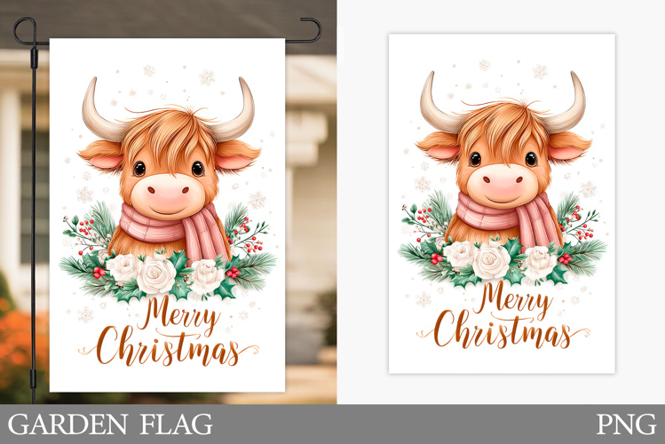 Christmas Cow Garden Flag. Christmas Garden Flag Design