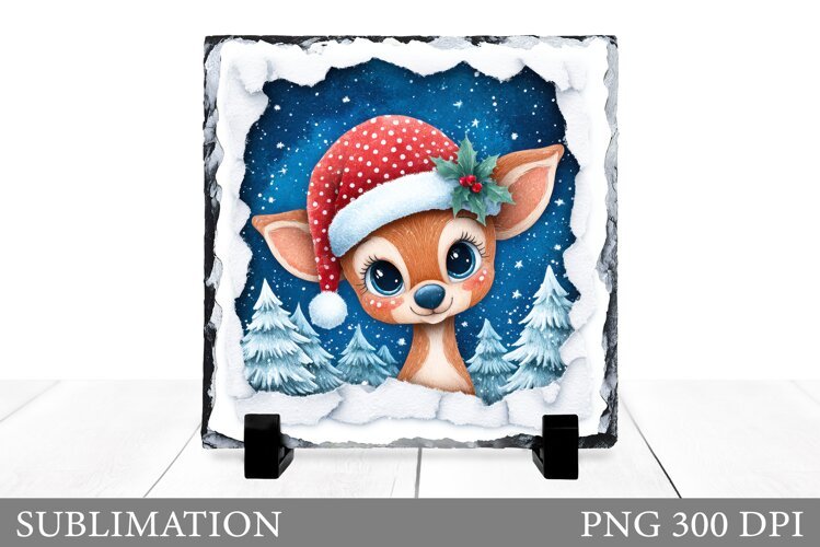Christmas Deer Sublimation. Christmas Deer Slate Design example image 1