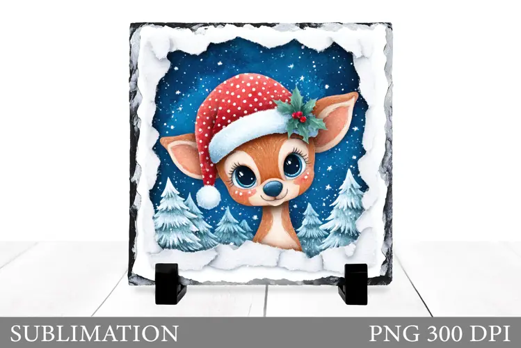 Christmas Deer Sublimation. Christmas Deer Slate Design