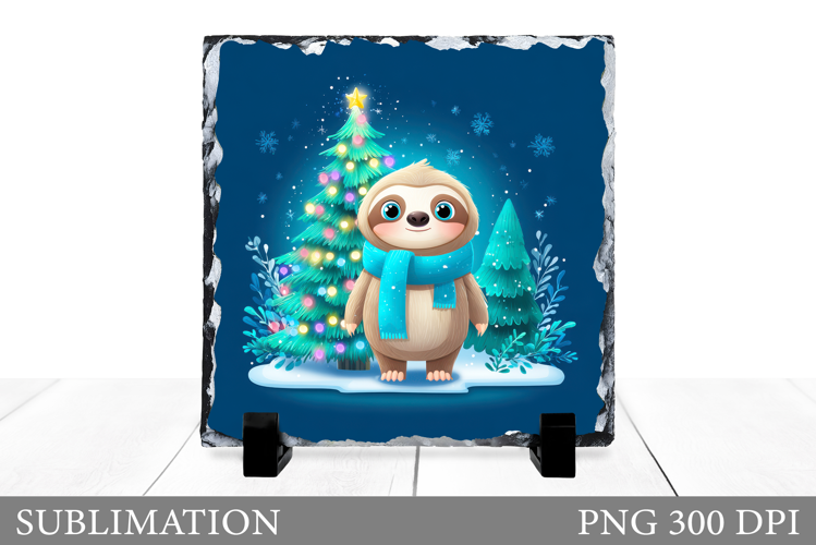 Christmas Sloth Sublimation. Christmas Sloth Slate Design