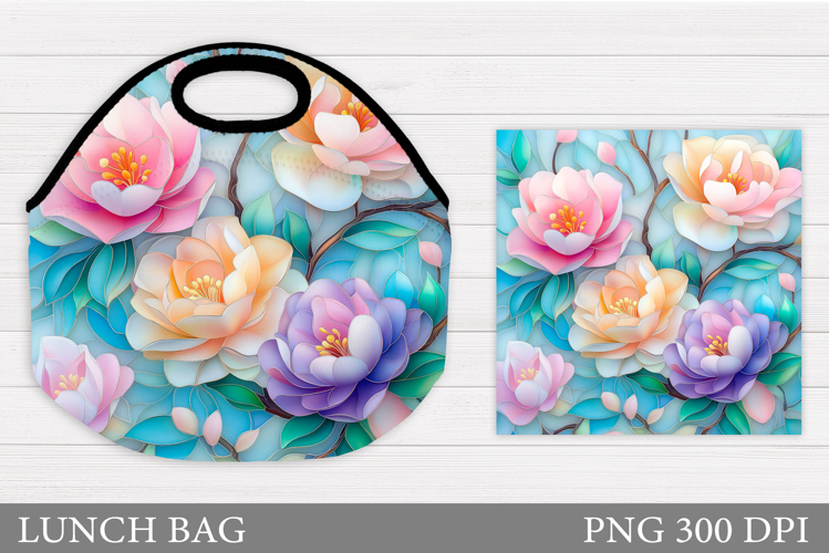 Flowers Lunch Bag Sublimation. Floral Lunch Bag Design