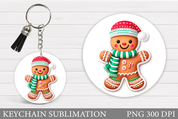 Cute Gingerbread Keychain. Christmas Keychain Sublimation