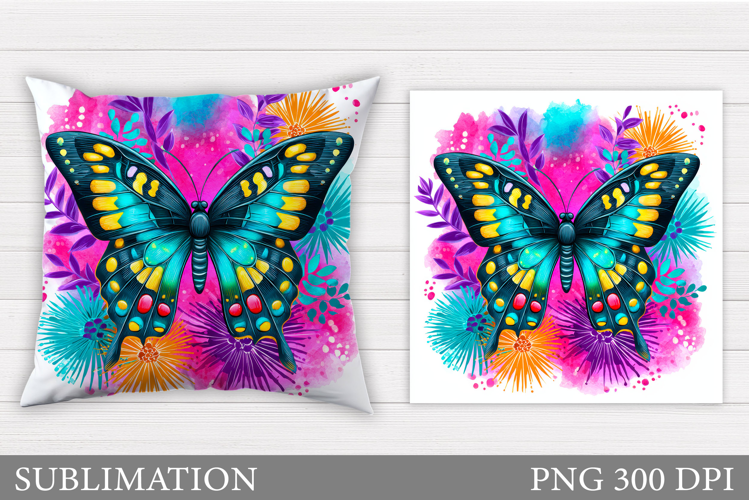 Butterfly Flowers Sublimation. Butterfly Pillow Sublimation