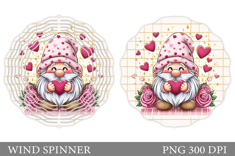 Valentines Gnome Wind Spinner. Valentines Wind Spinner