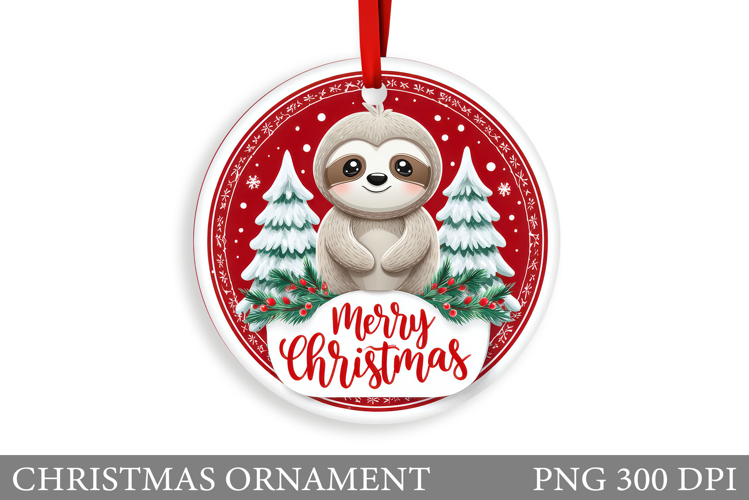 Cute Sloth Christmas Ornament. Christmas Sloth Sublimation