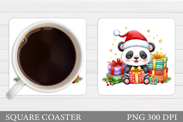 Christmas Panda Coaster. Christmas Coaster Sublimation