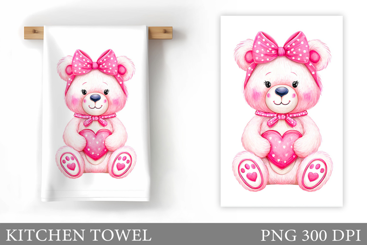 Valentines Bear Kitchen Towel. Valentines Kitchen Towel