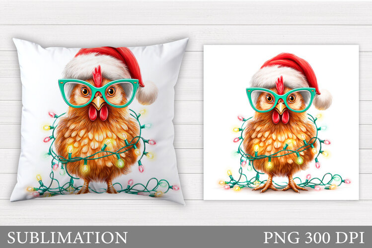 Christmas Chicken Pillow. Christmas Pillow Sublimation example image 1