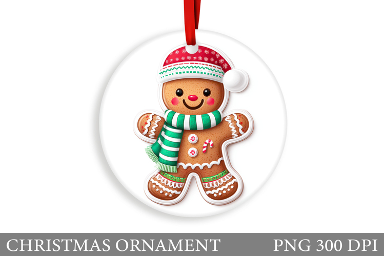 Gingerbread Christmas Ornament. Cute Raccoon Sublimation