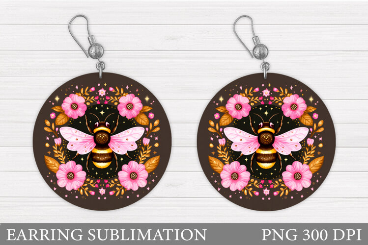Bee Earring Design. Bee Sublimation example image 1