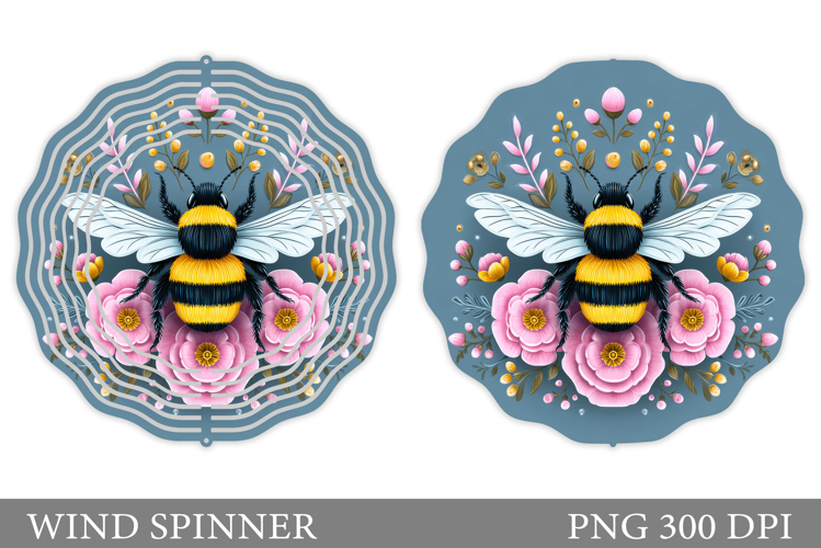 Bee Wind Spinner Sublimation. Flowers Wind Spinner Design