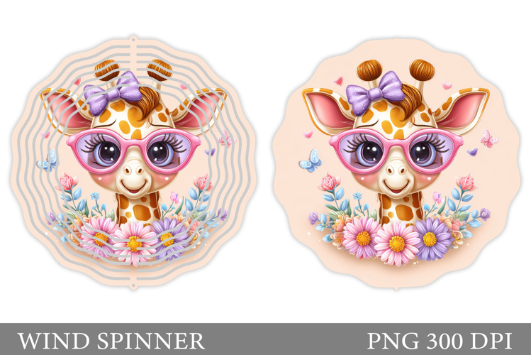 Cute Giraffe Wind Spinner. Giraffe Flowers Wind Spinner