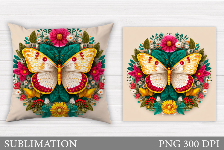 Butterfly Pillow Design. Butterfly Flowers Pillow