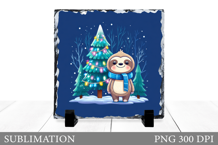 Christmas Sloth Sublimation. Christmas Sloth Slate Design