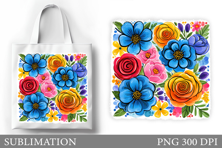 Flowers Tote Bag Design. Floral Tote Bag Sublimation