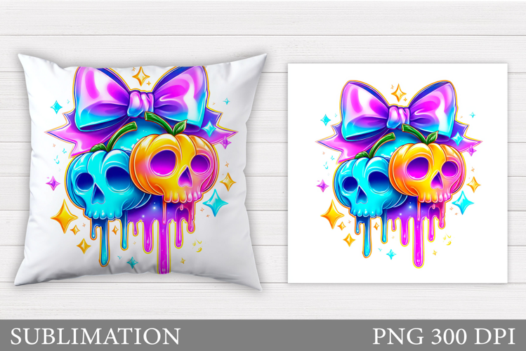 Cherry Skull Pillow Design. Halloween Pillow Sublimation
