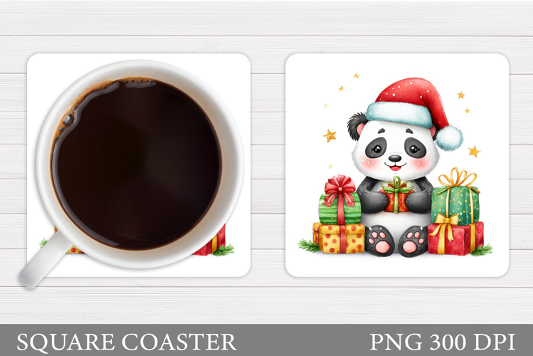 Christmas Panda Coaster. Christmas Coaster Sublimation