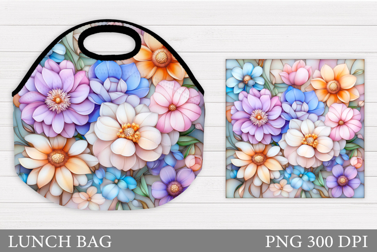Flowers Lunch Bag Sublimation. Floral Lunch Bag Design