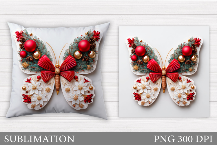 Christmas Butterfly Pillow. Christmas Pillow Sublimation