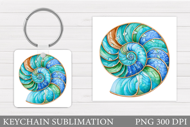 Seashell Keychain Sublimation. Sea Keychain Design