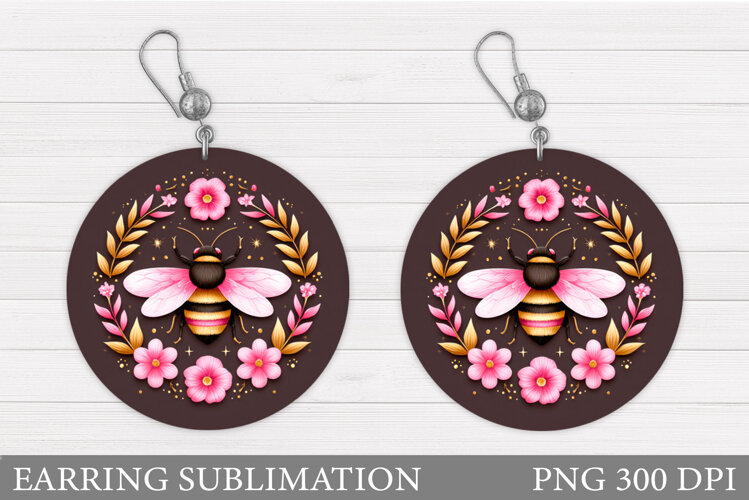 Bee Earring Design. Bee Sublimation example image 1