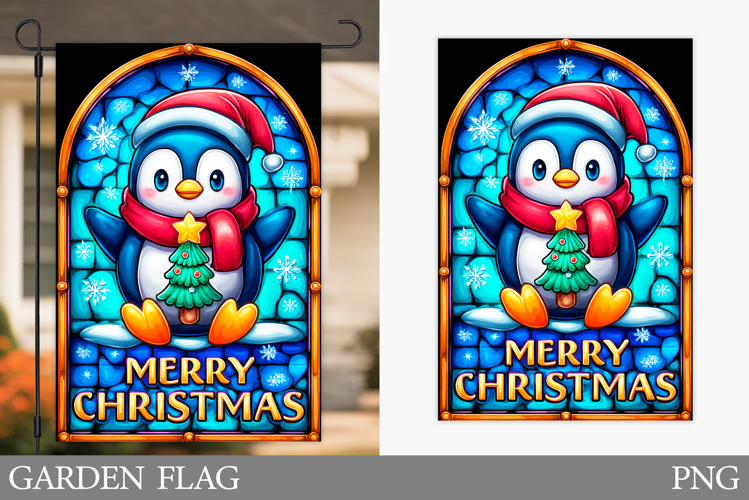 Penguin Garden Flag. Christmas Garden Flag Sublimation
