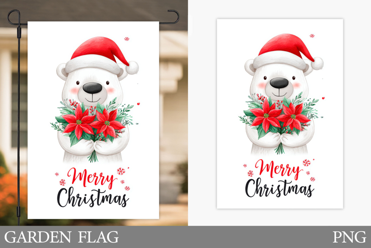 Polar Bear Garden Flag. Christmas Garden Flag Design