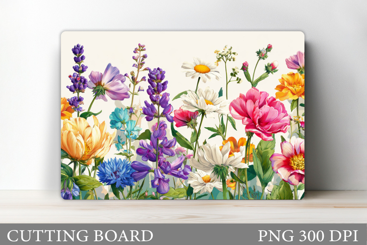 Flowers Cutting Board Sublimation. Wildflowers Cutting Board