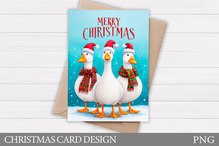 Christmas Goose Card Design. Christmas Card Printable example image 1