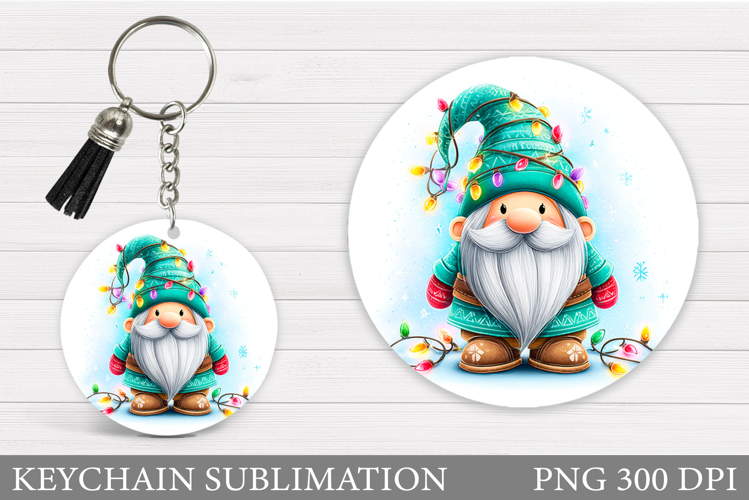 Christmas Gnome Keychain. Christmas Keychain Sublimation