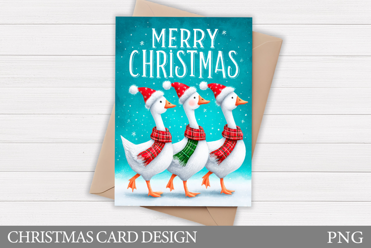 Christmas Goose Card Design. Christmas Card Printable