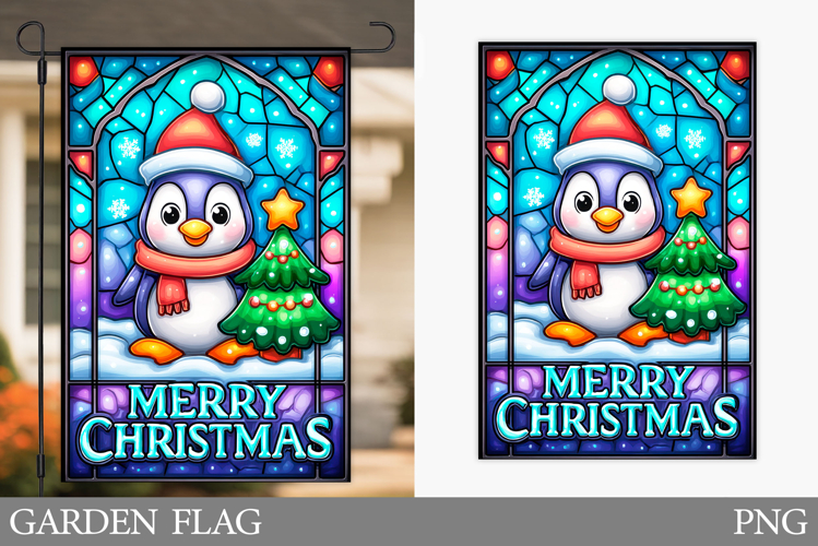 Cute Penguin Garden Flag. Christmas Garden Flag Sublimation