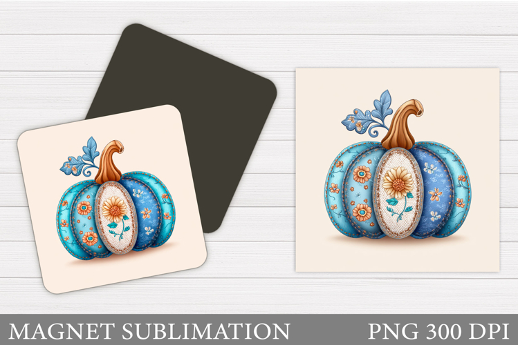 Patchwork Pumpkin Magnet Design. Fall Magnet Sublimation
