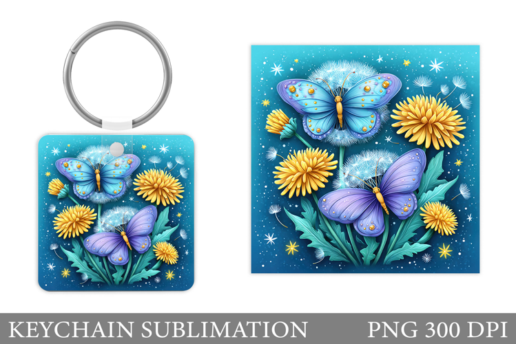 Butterflies Keychain Design. Butterfly Keychain Sublimation