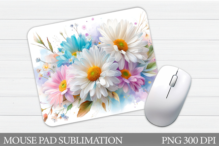 Daisy Flowers Mouse Pad. Flowers Mouse Pad Sublimation