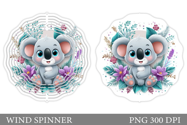 Cute Koala Wind Spinner. Koala Flowers Wind Spinner Design