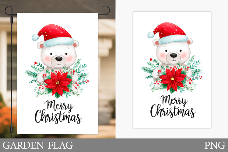 Polar Bear Garden Flag. Christmas Garden Flag Design