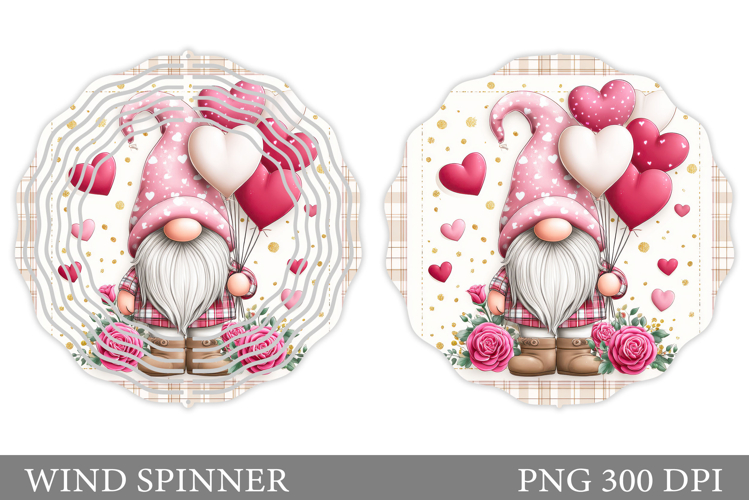 Valentines Gnome Wind Spinner. Valentines Wind Spinner