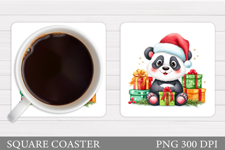 Christmas Panda Coaster. Christmas Coaster Sublimation