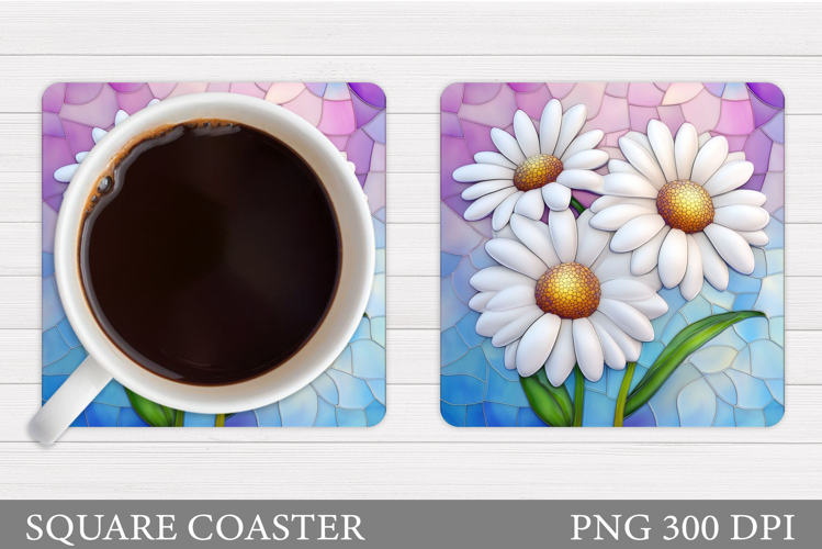 Daisy Flowers Coaster Design. Flowers Sublimation