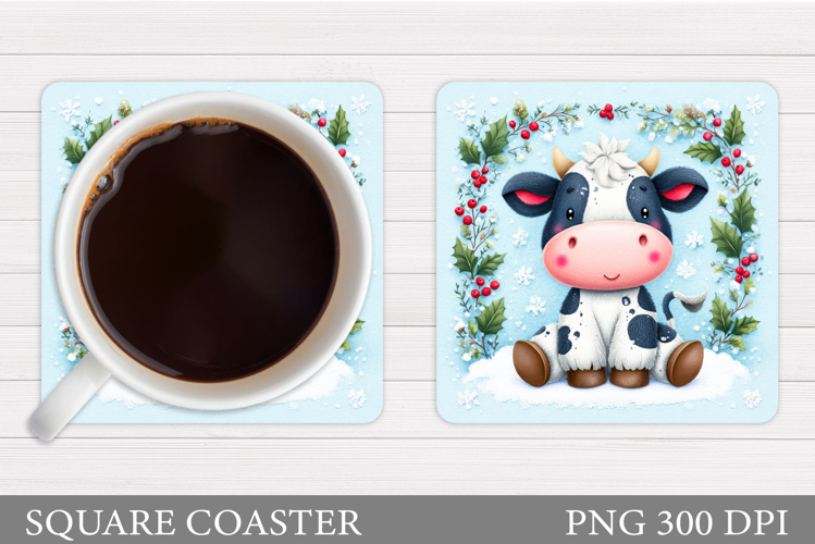 Christmas Cow Coaster. Christmas Cow Coaster Sublimation