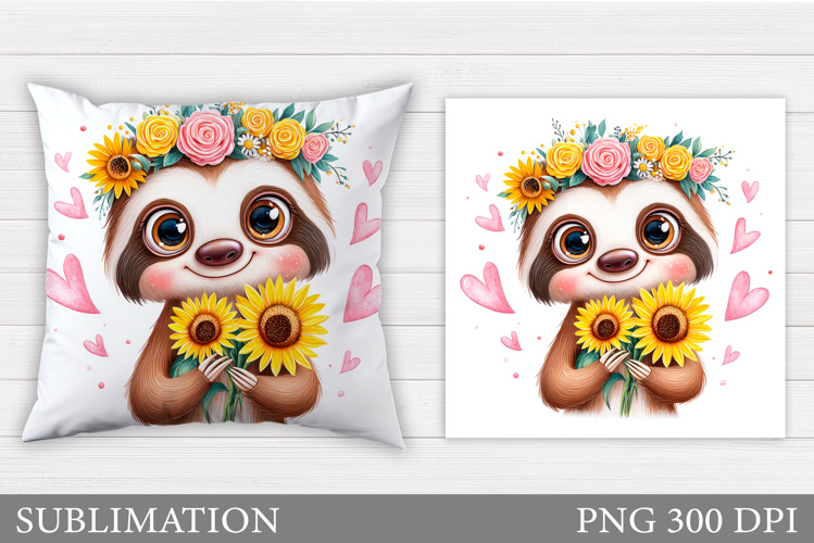 Cute Sloth Pillow Design. Cute Sloth Sublimation