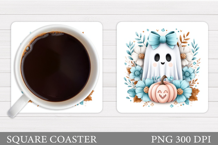 Halloween Cat Coaster. Halloween Ghost Coaster Design
