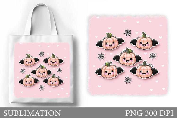 Halloween Pumpkin Sublimation. Halloween Tote Bag Design