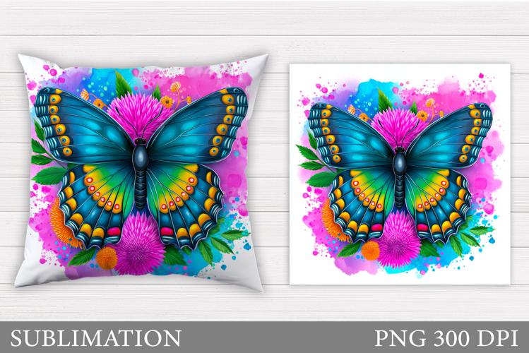 Butterfly Flowers Sublimation. Butterfly Pillow Sublimation